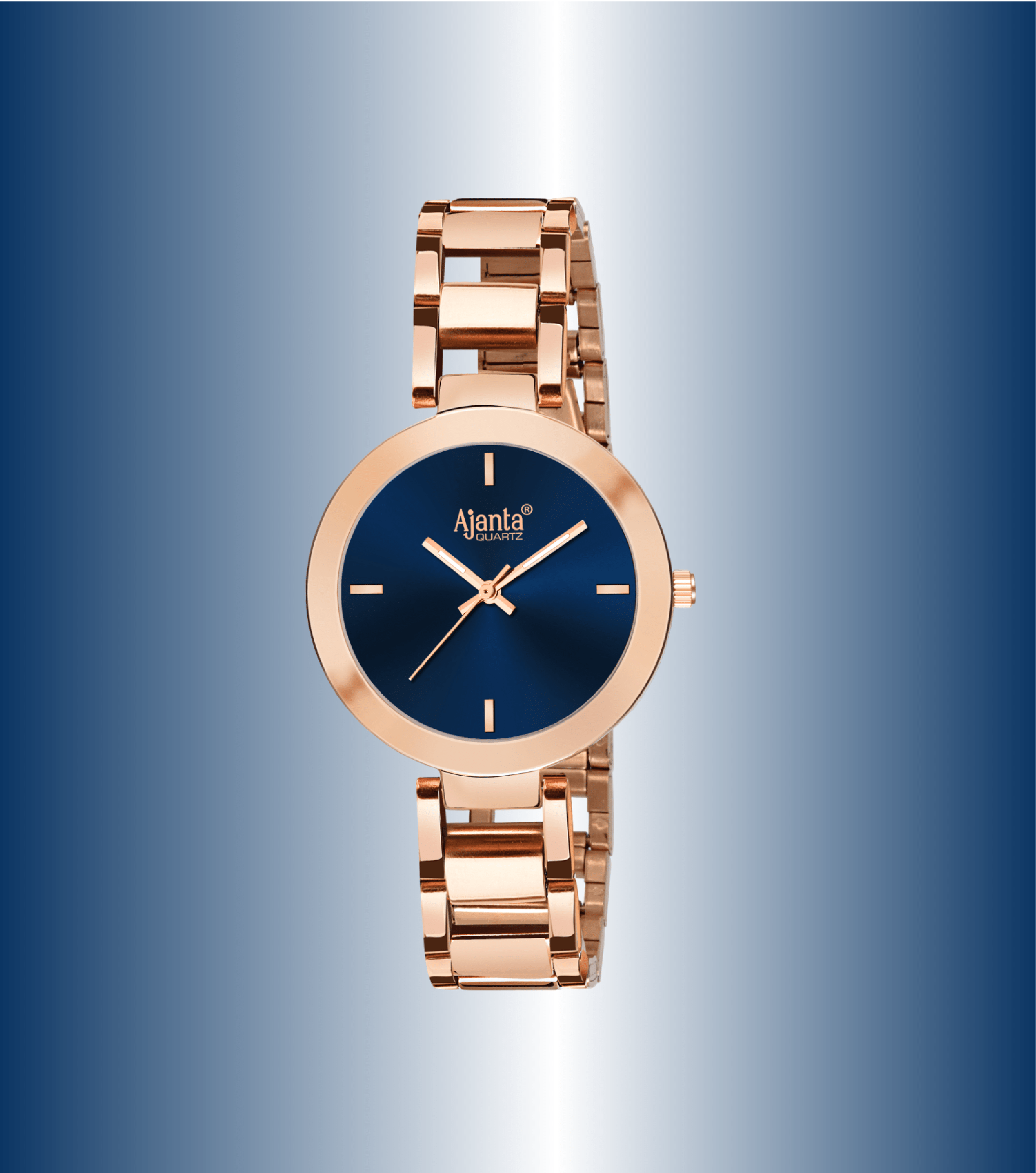 Ajanta Women's Blue Dial Stainless Steel Strap Watch | AWC043MSL/BR/R