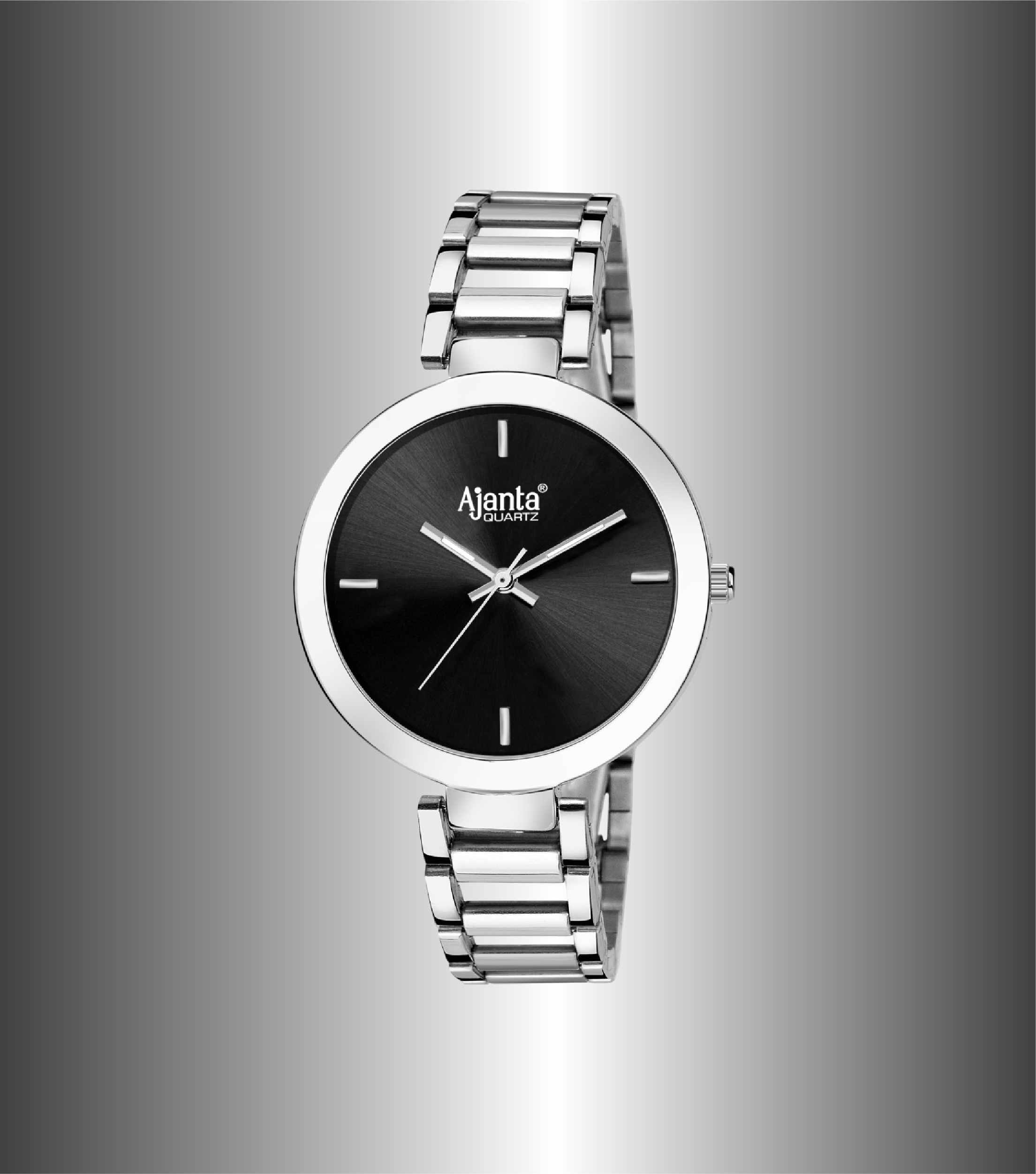 Ajanta Black Dial Stainless Steel Strap Watch | AWC043MSL/BSL