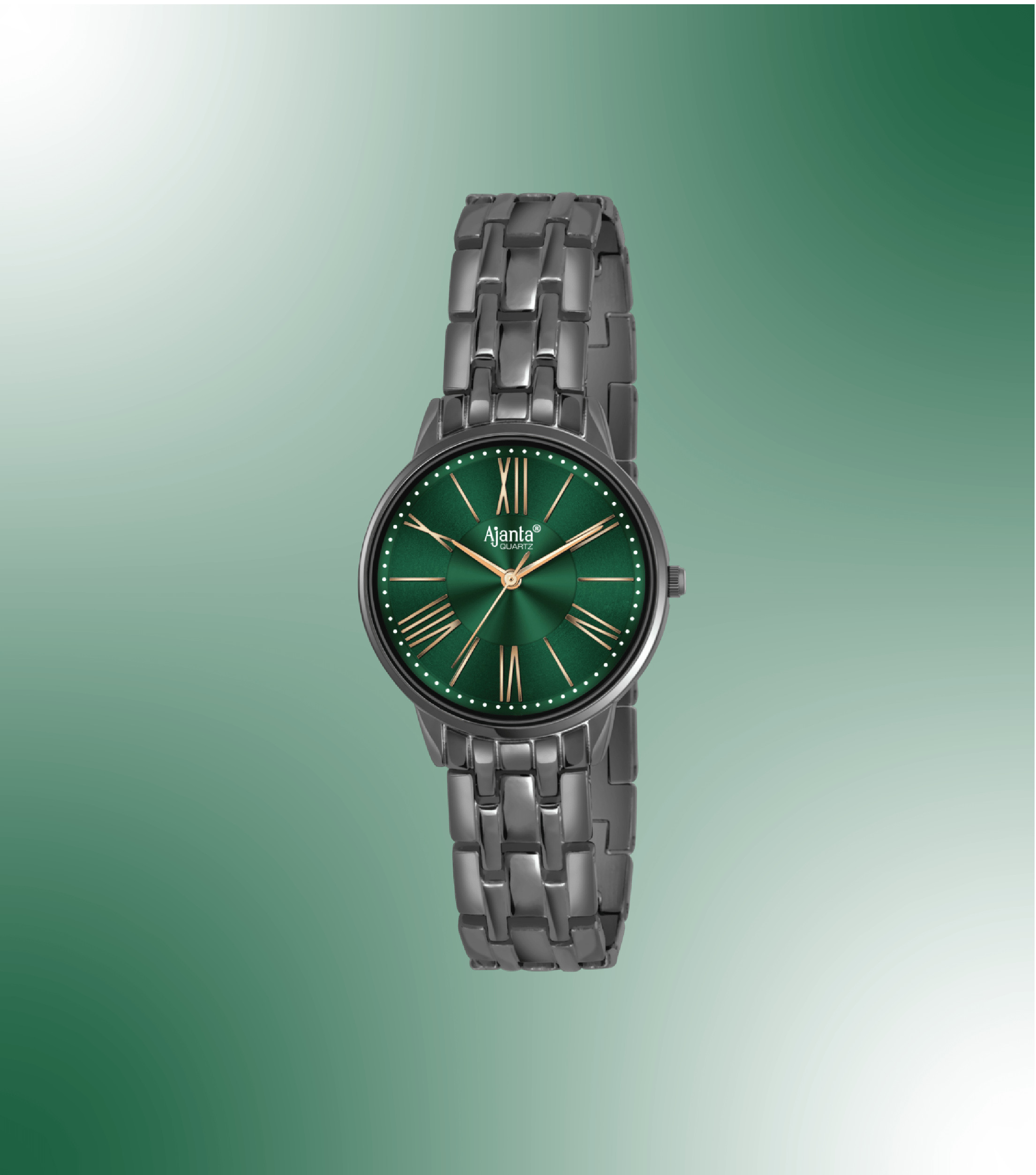 Ajanta Green Dial Stainless Steel Strap Watch | AWC116ESL/6