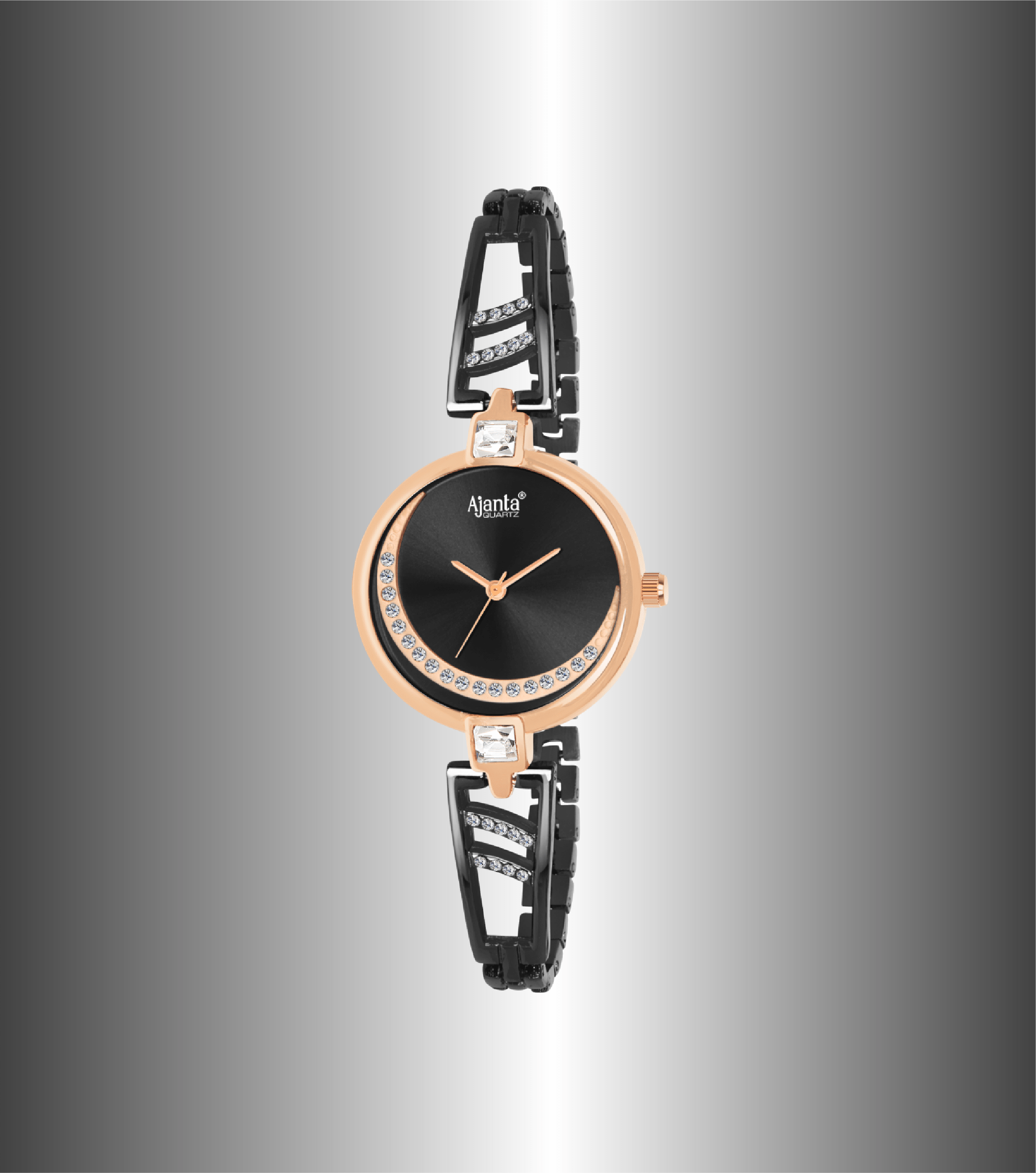 Ajanta Men’s Black Dial Stainless Steel Strap Watch | AWC121ESL/5