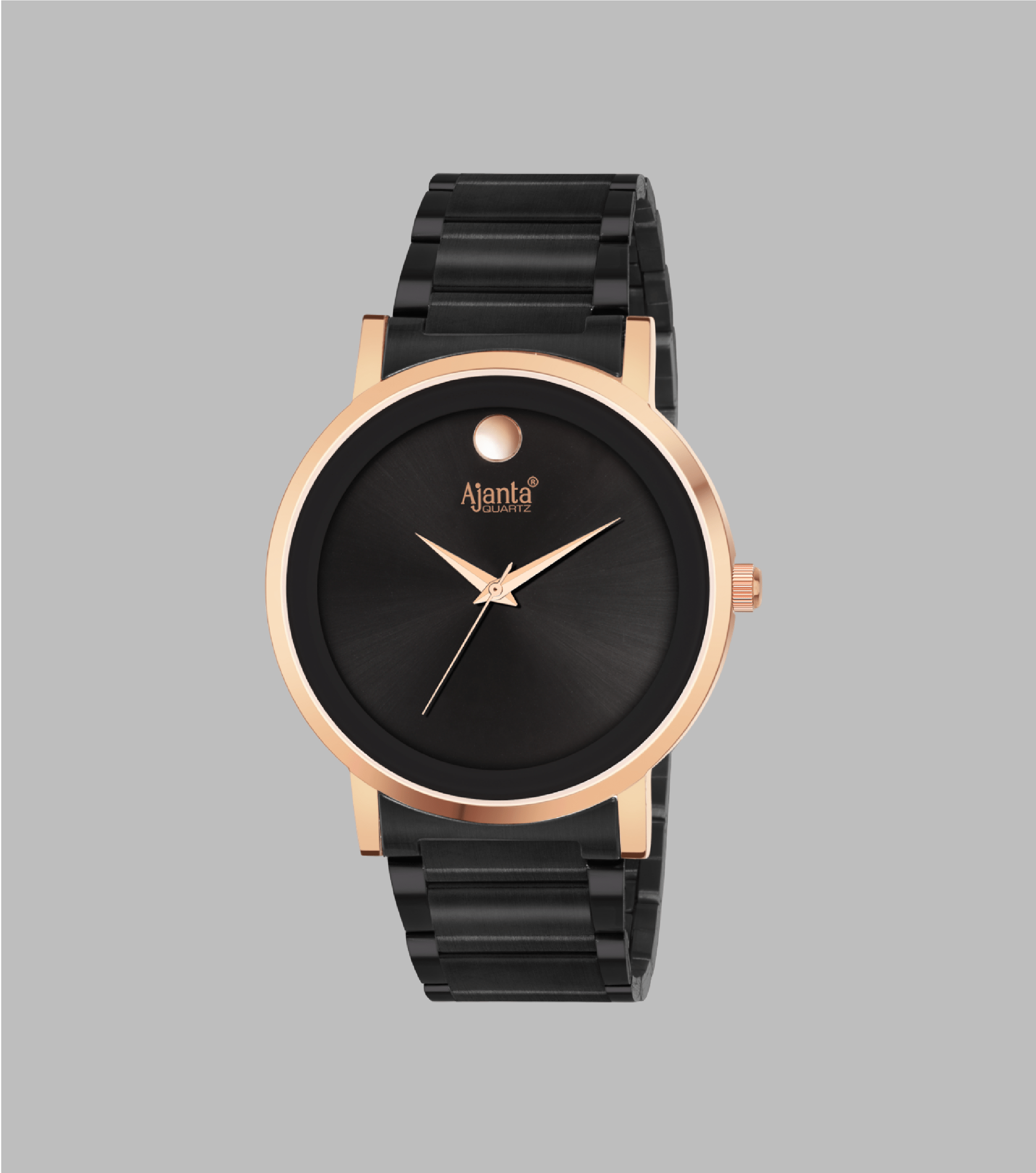 Ajanta Men’s Black Dial Strap Watch | AWC122-2