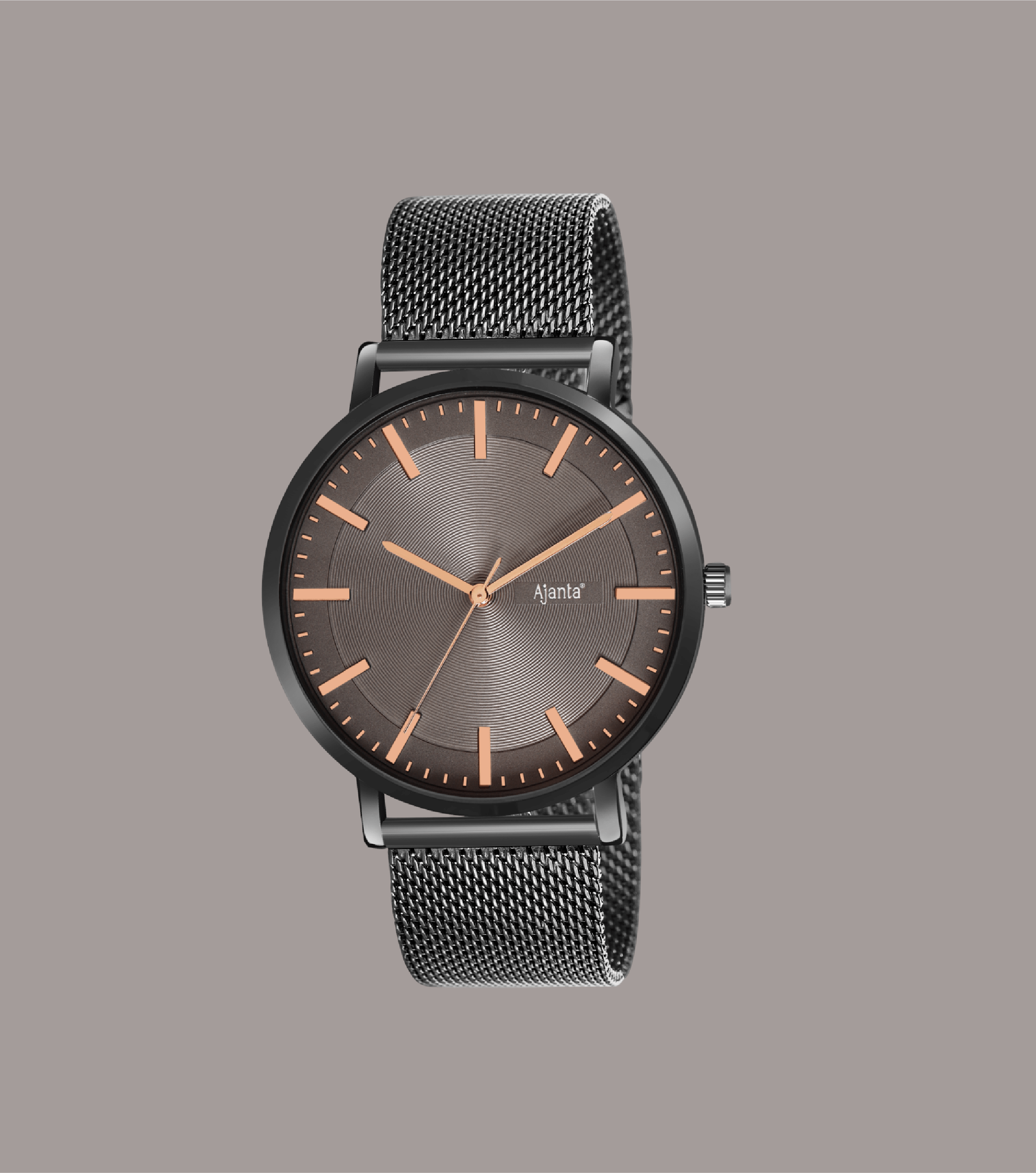 Ajanta Grey Dial Mesh Strap Watch | AWC123MSG/4