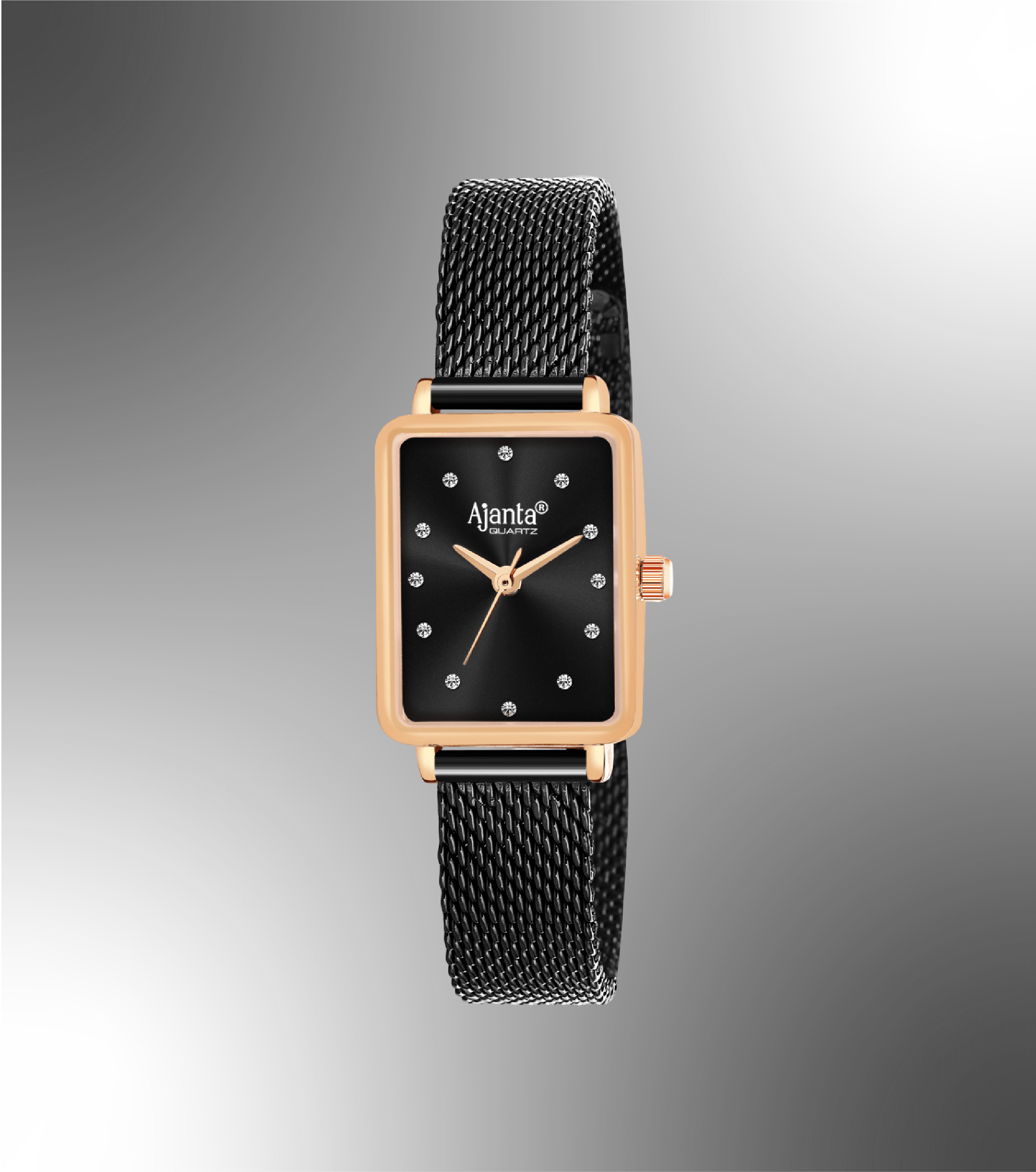 Ajanta Black Dial Mesh Strap Watch | AWC128ESL/4
