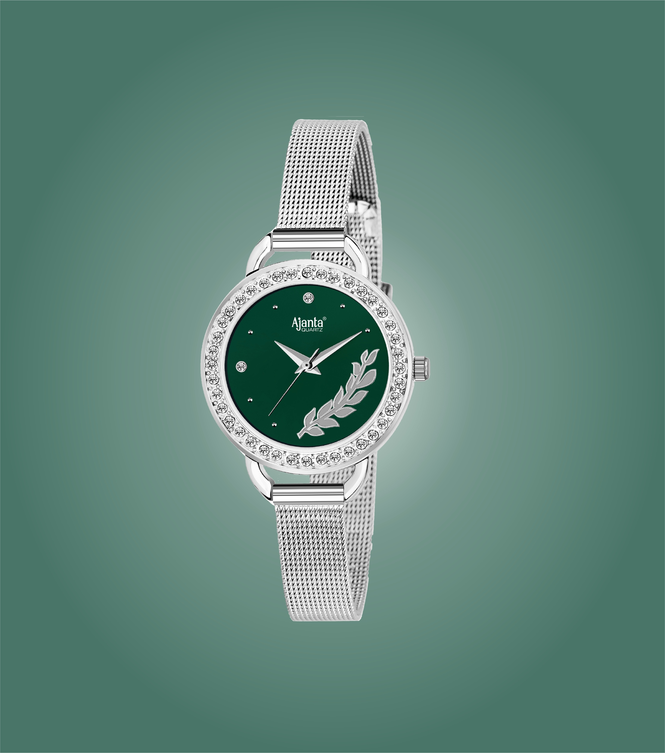 Ajanta Women’s Green Dial Stainless Steel Strap Watch | AWC203KTL/1/DGS/SSME