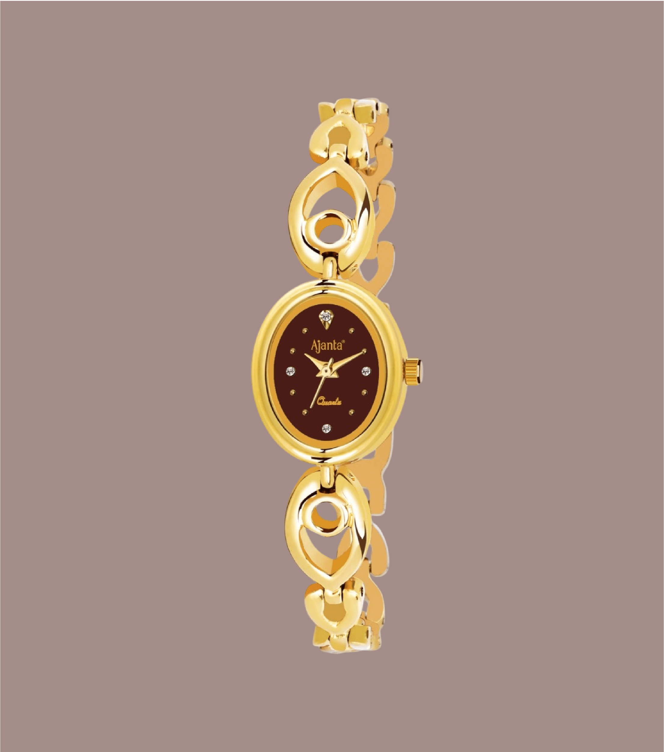 Ajanta Gold Women’s Watch – Black Oval Dial  | AWC411MRL/1