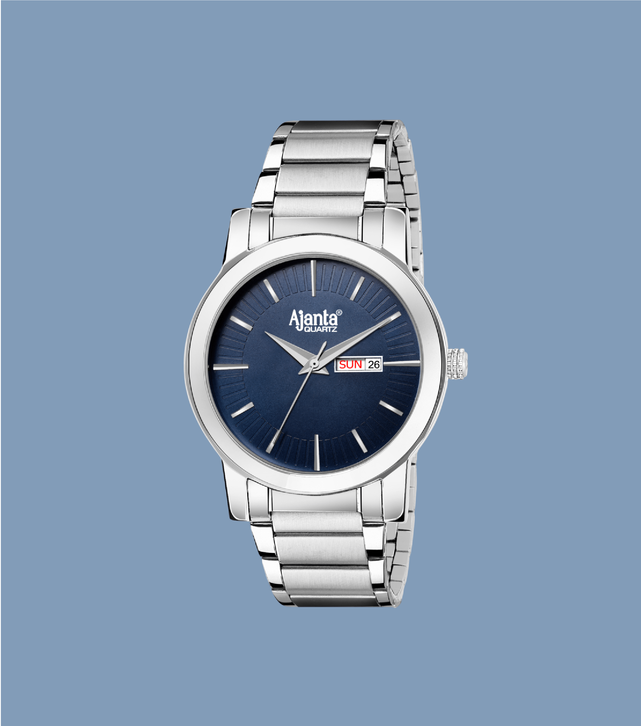 Ajanta Blue Dial Strap Watch | AWC502-5ISG/BS/SS