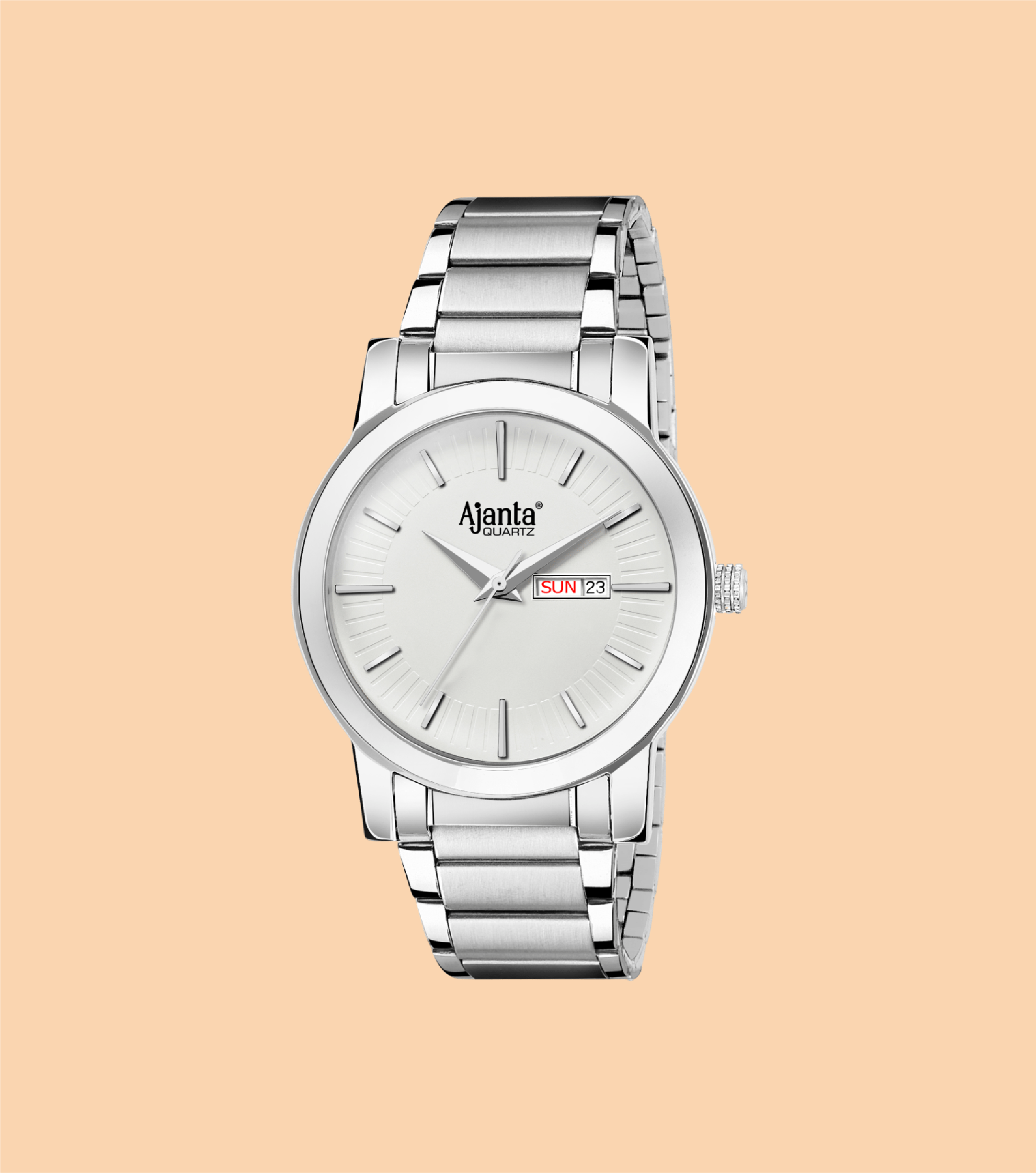 Ajanta White Dial Strap Watch | AWC502-6ISG/SS/SS