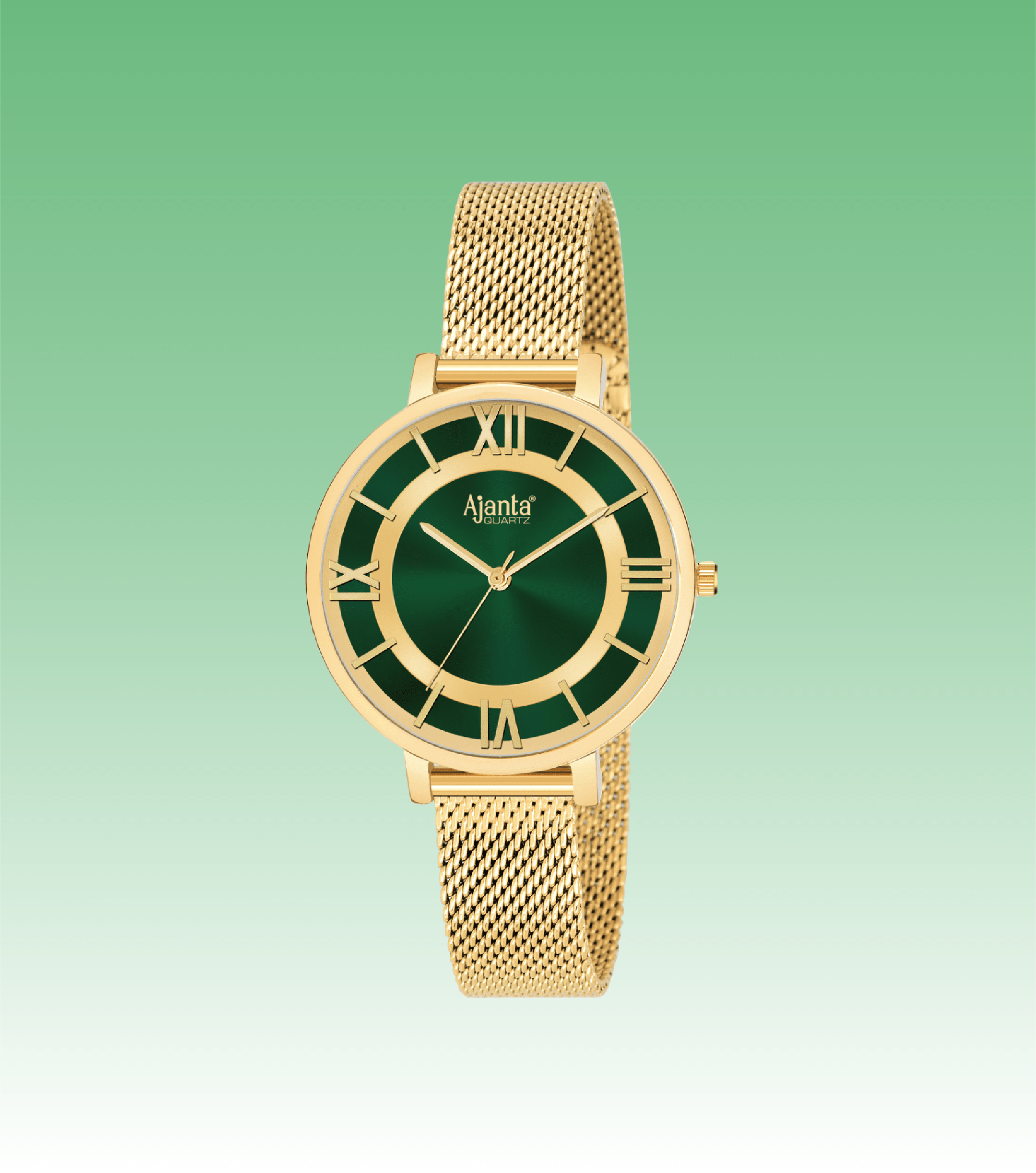 Ajanta Green Dial Strap Watch | AWC701TAL/1