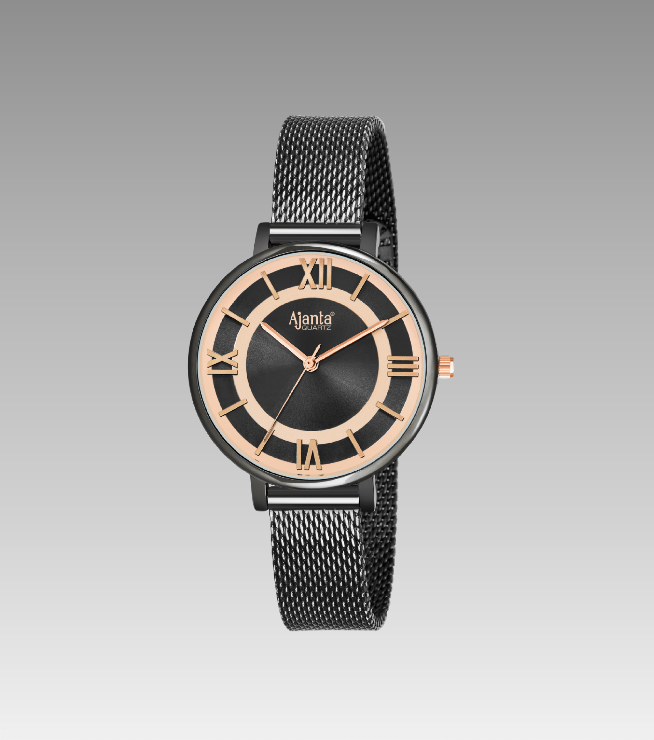 Ajanta Grey Dial Gold Mesh Watch| AWC701TAL/5