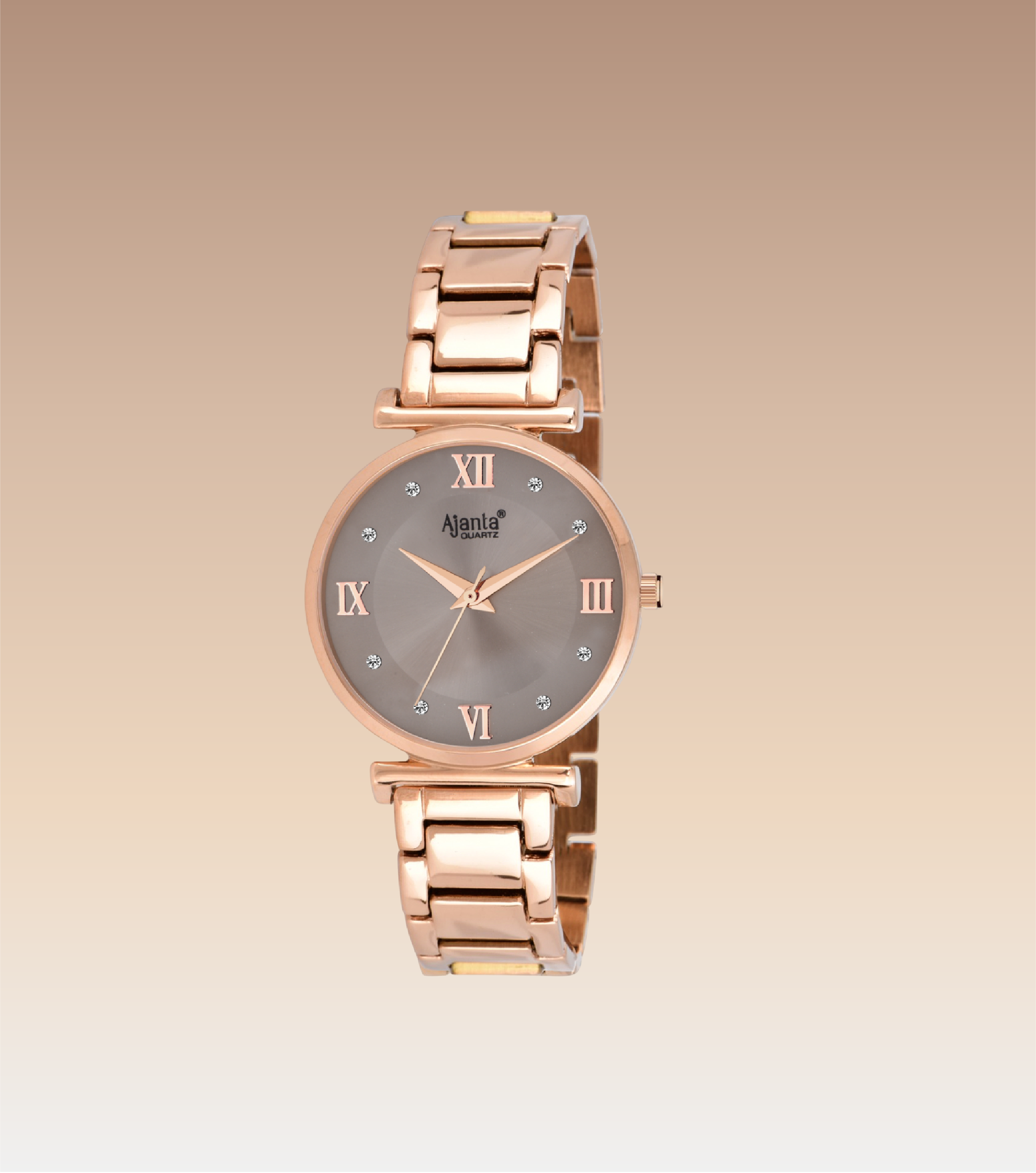 Ajanta Quartz Rose Gold Analog Watch for Women  — Elegant Stainless Steel  Bracelet, Grey Dial, Premium Stylish Design | AWC119ESL/3