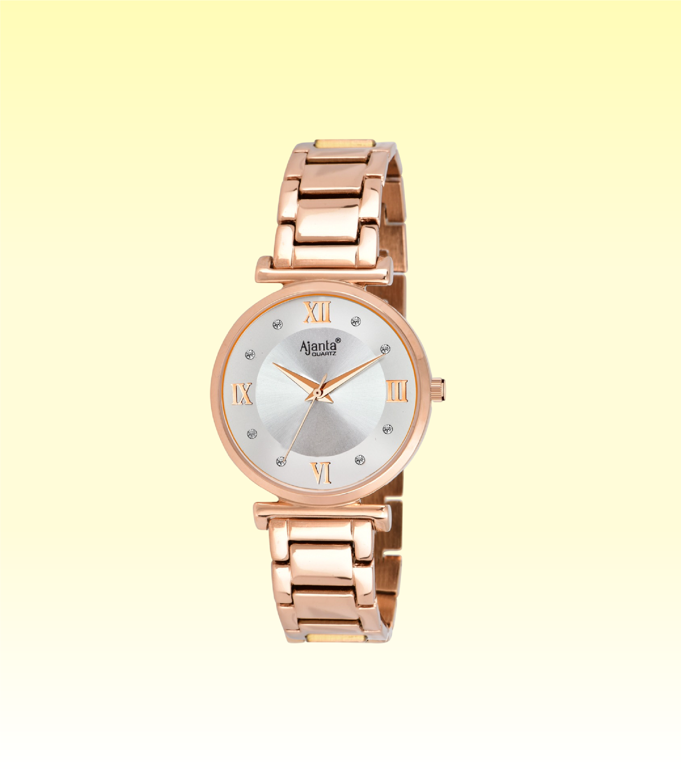 Lushora Silver Dial Rose Gold-Tone Bracelet