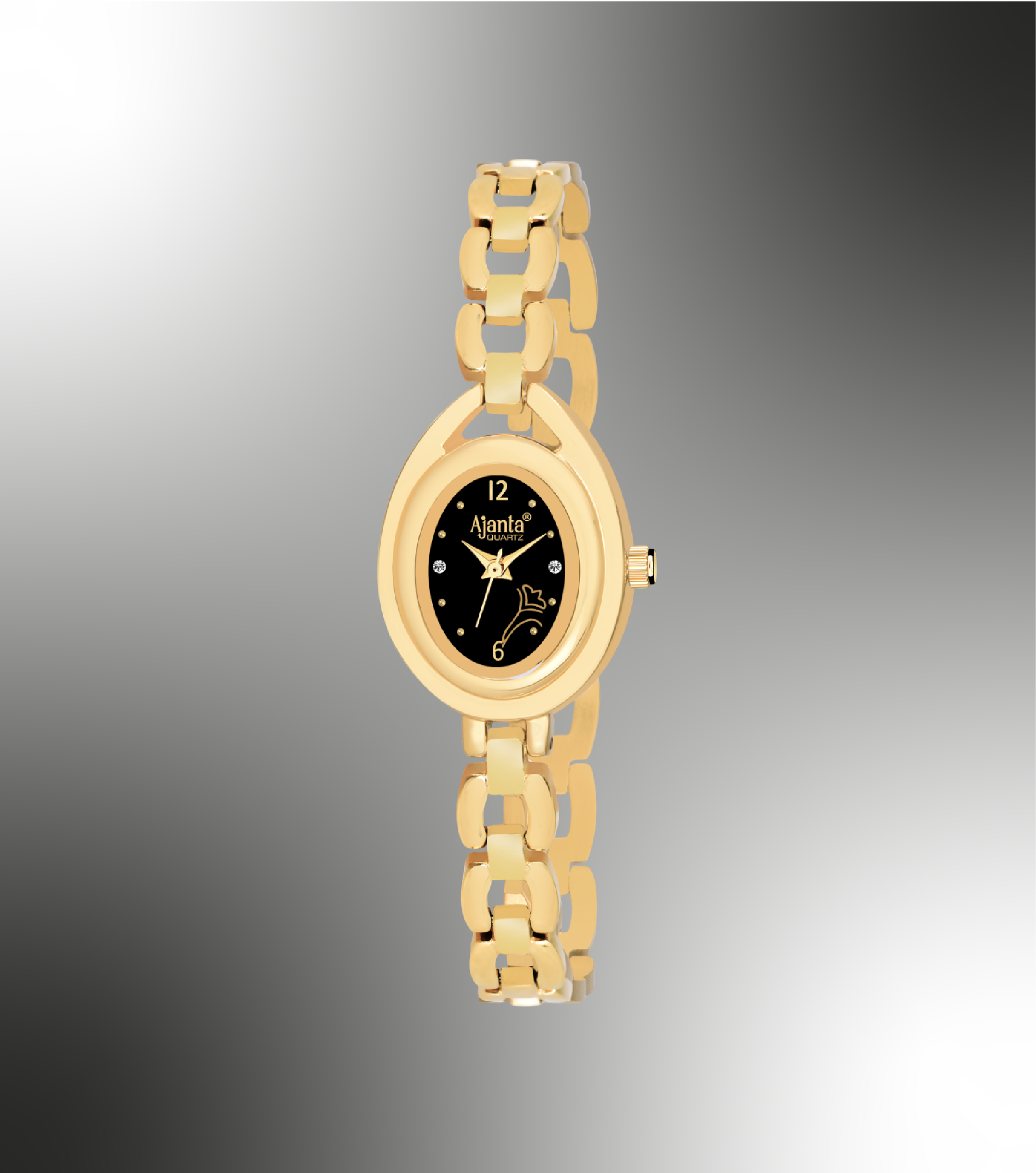 Vellora Black Dial Gold-Tone Bracelet