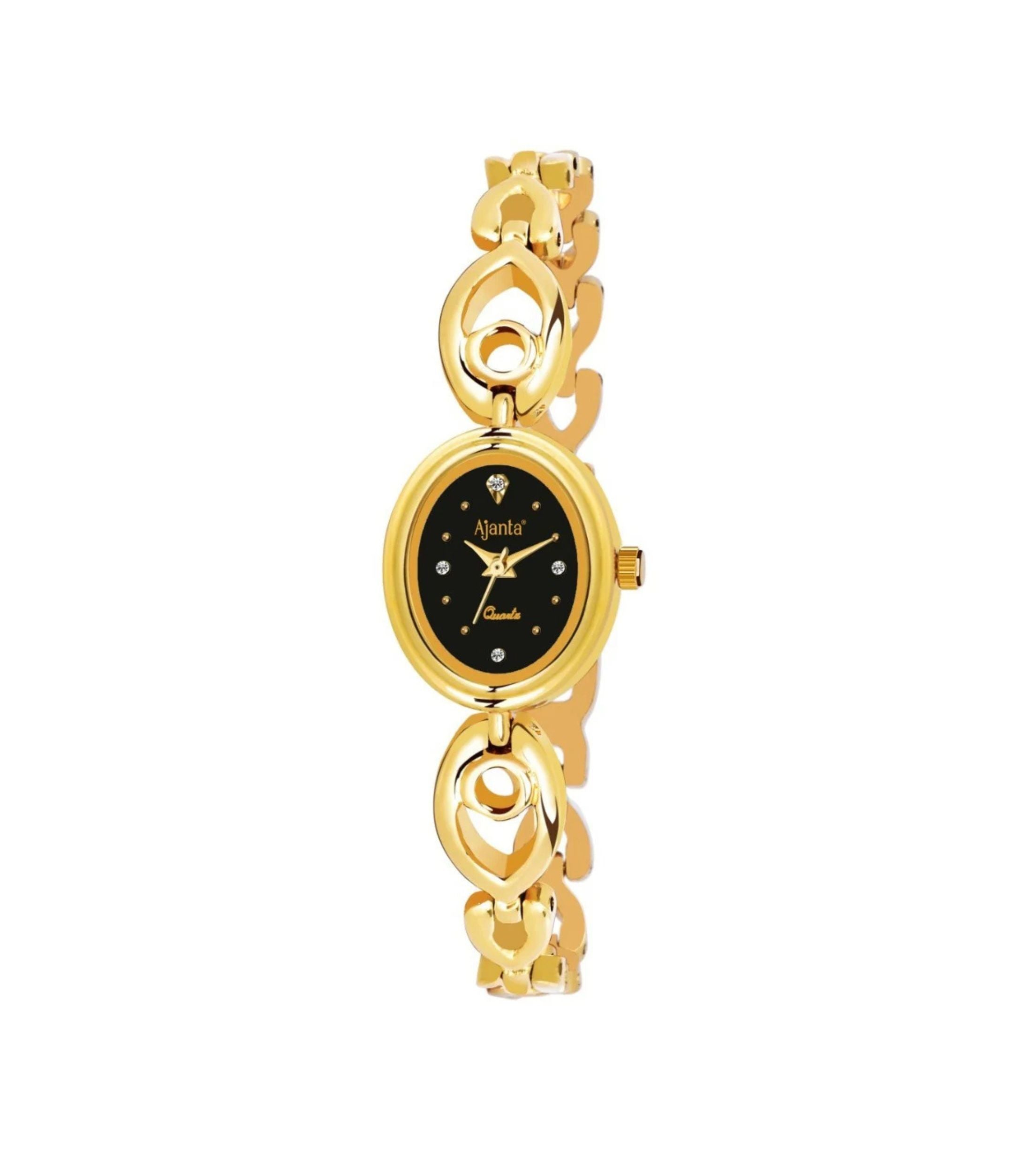 Ajanta Gold Women’s Watch – Black Oval Dial  | AWC411MRL/1