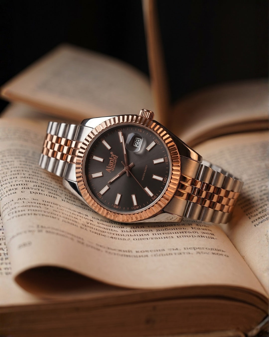 Monaco Two-Tone Grey Dial Stainless Steel Day-Date Watch