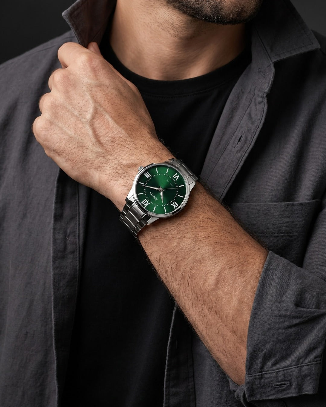 Montero Green Sunray Dial Stainless Steel Analog Watch for Men