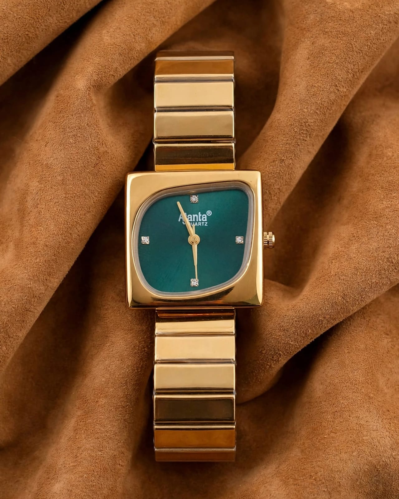 Calista Gold Stainless Steel Watch with Green Mother of Pearl Dial