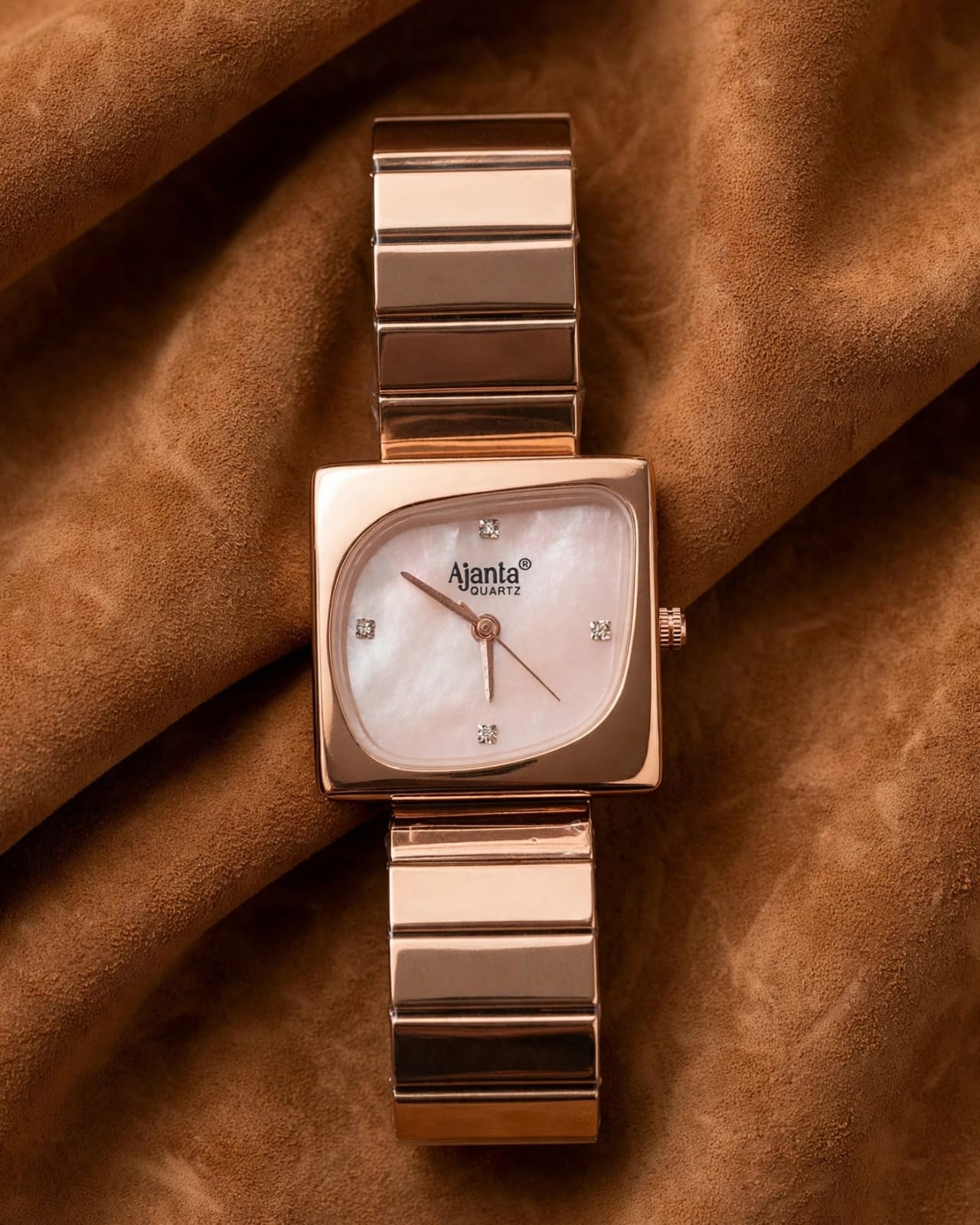 Calista Women's Pink Cushion Dial Rose Gold-Tone Stainless Steel Watch