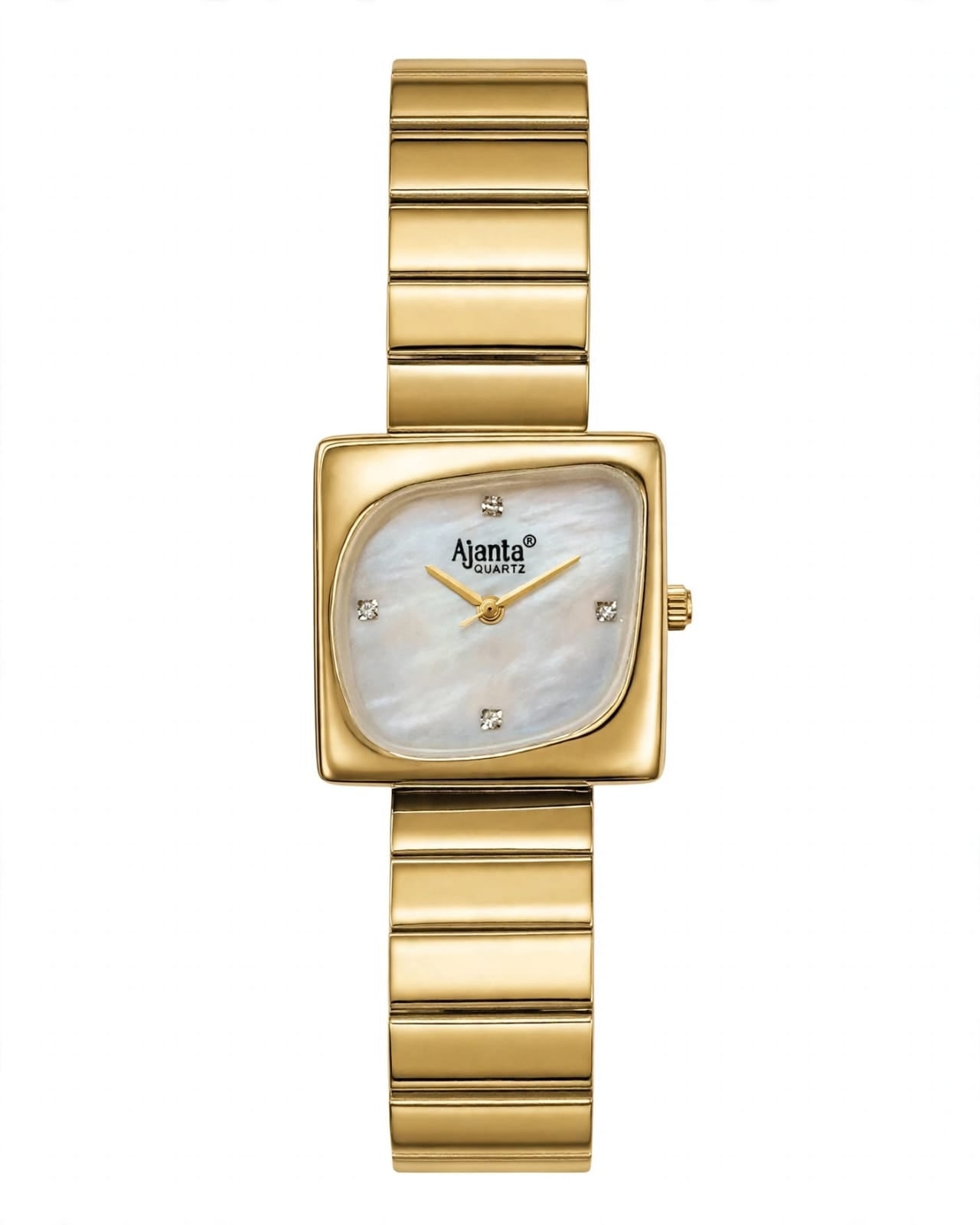Calista Women's Silver Cushion Dial Gold-Tone Stainless Steel Watch