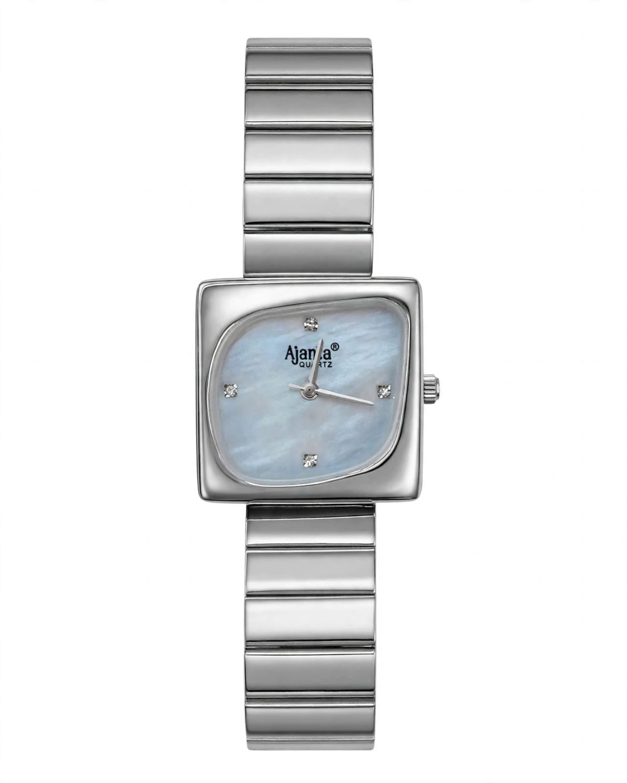Calista Silver Stainless Steel Watch with Blue Mother of Pearl Dial