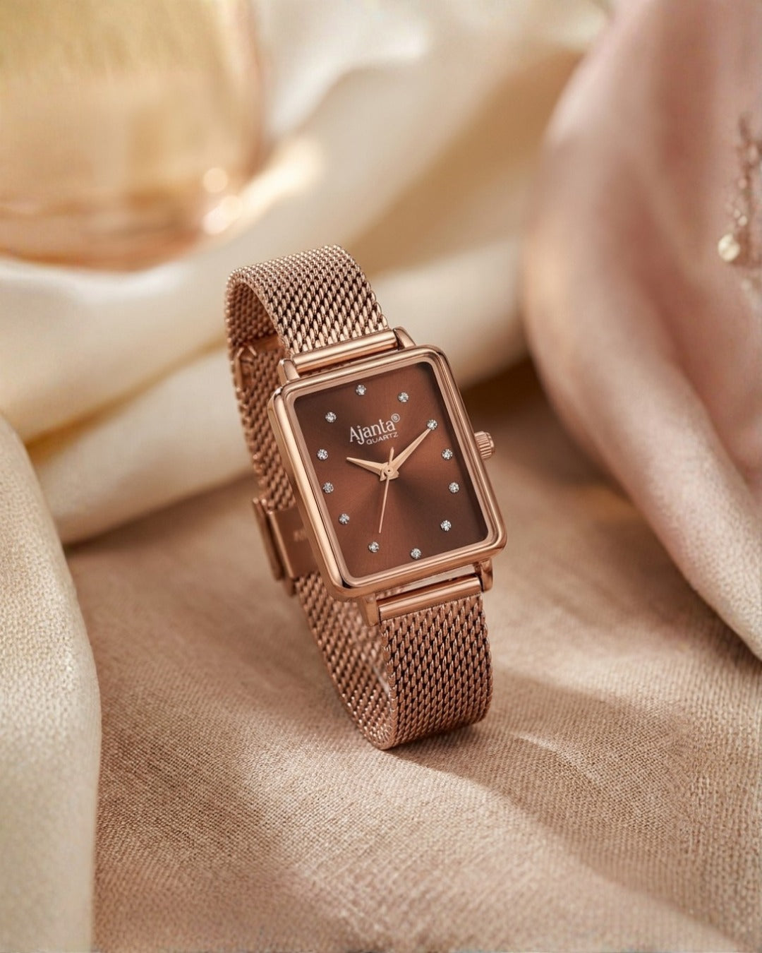 Chopard Brown Dial Rose Gold-Tone Mesh Bracelet