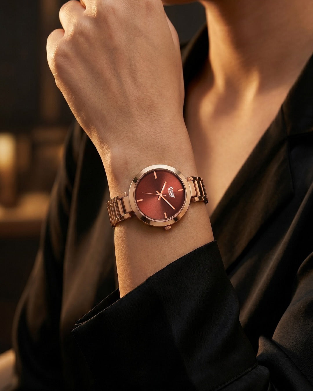 Stellar Brown Dial Rose Gold-Tone Stainless Steel Bracelet