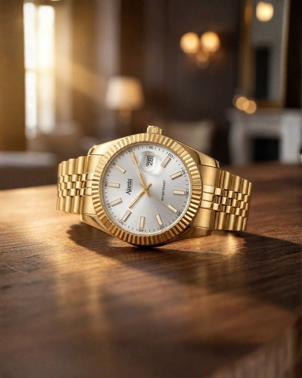 Monaco Gold Tone Silver Dial Stainless Steel Day-Date  Watch