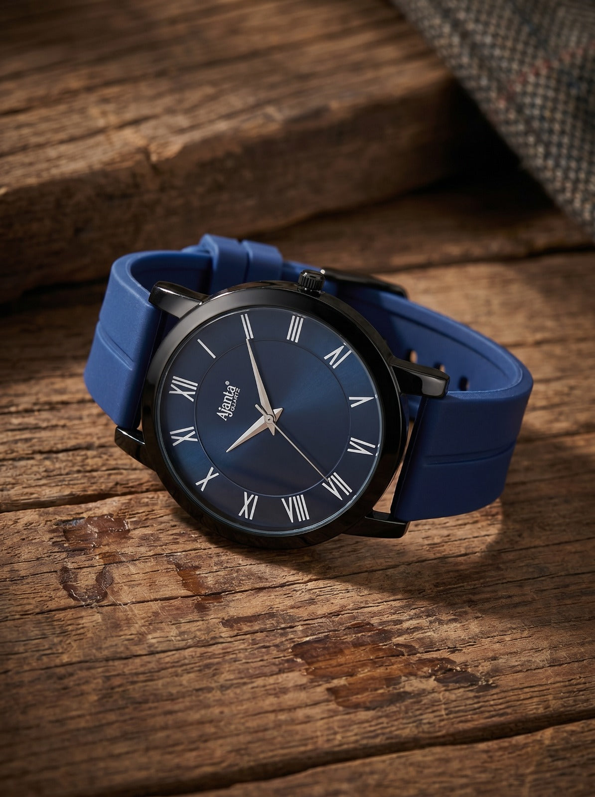 Nova Blue Dial Black-Tone Silicon Strap