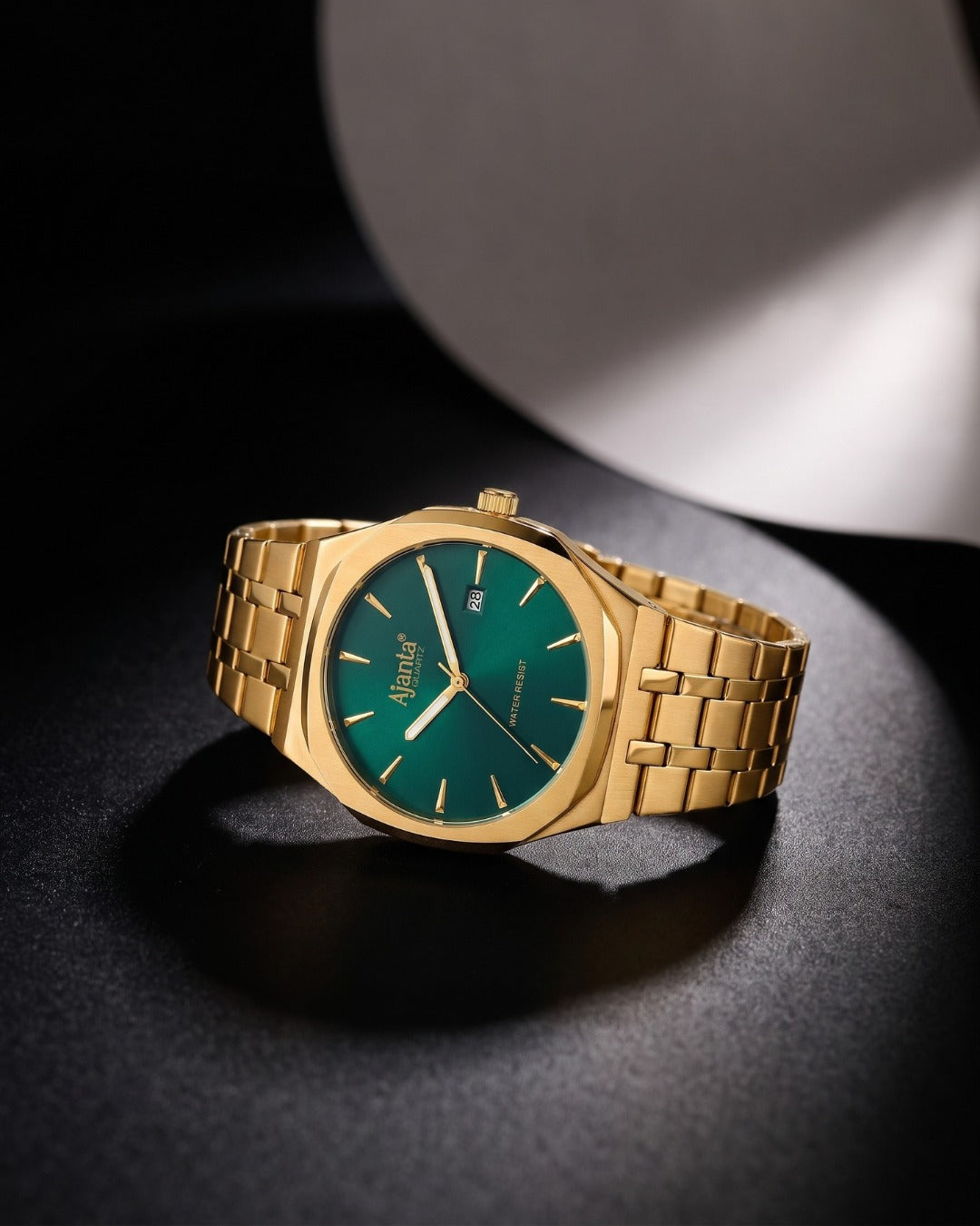 Vertex  Gold Green Dial Stainless Steel Date  Display Watch for Men