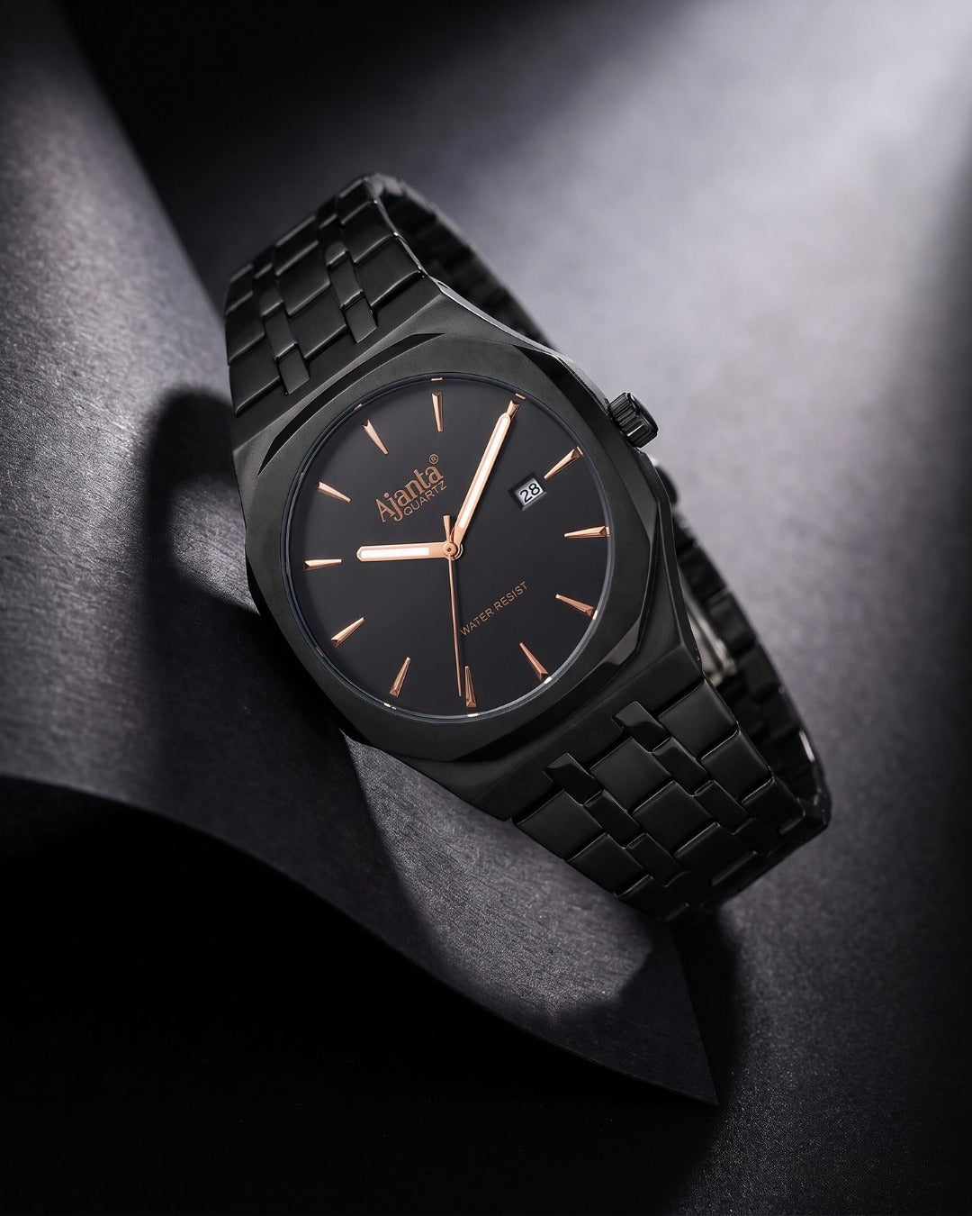 Vertex Black Dial Stainless Steel Date  Display Watch for Men