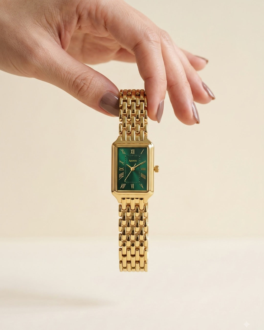 Celeste Green Dial Gold-Tone Stainless Steel Bracelet Watch for Women