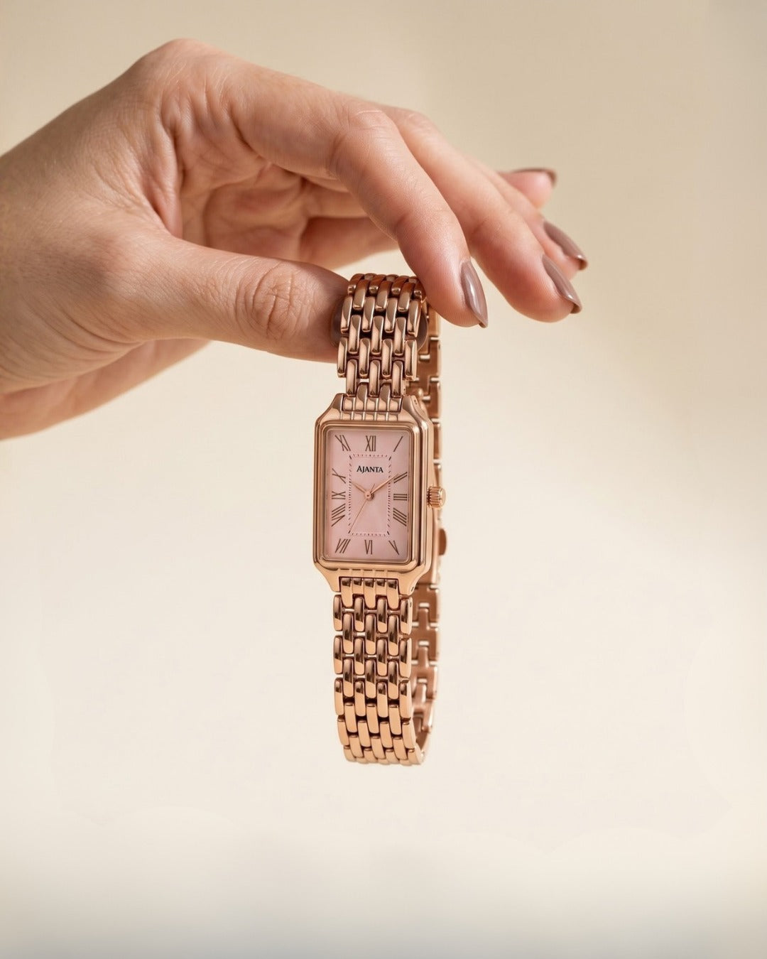 Celeste Pink Dial Rose Gold-Tone Stainless Steel Bracelet Watch for Women