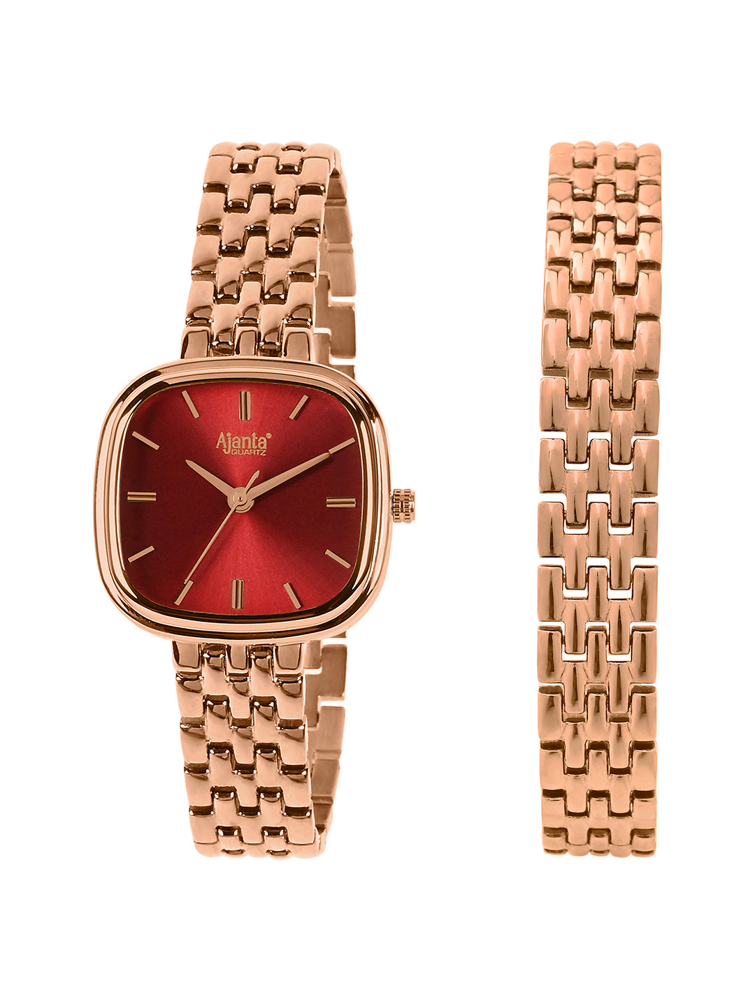 Ajanta Elegant Rose Gold Women's Square Dial Watch| AWC127ESL/5
