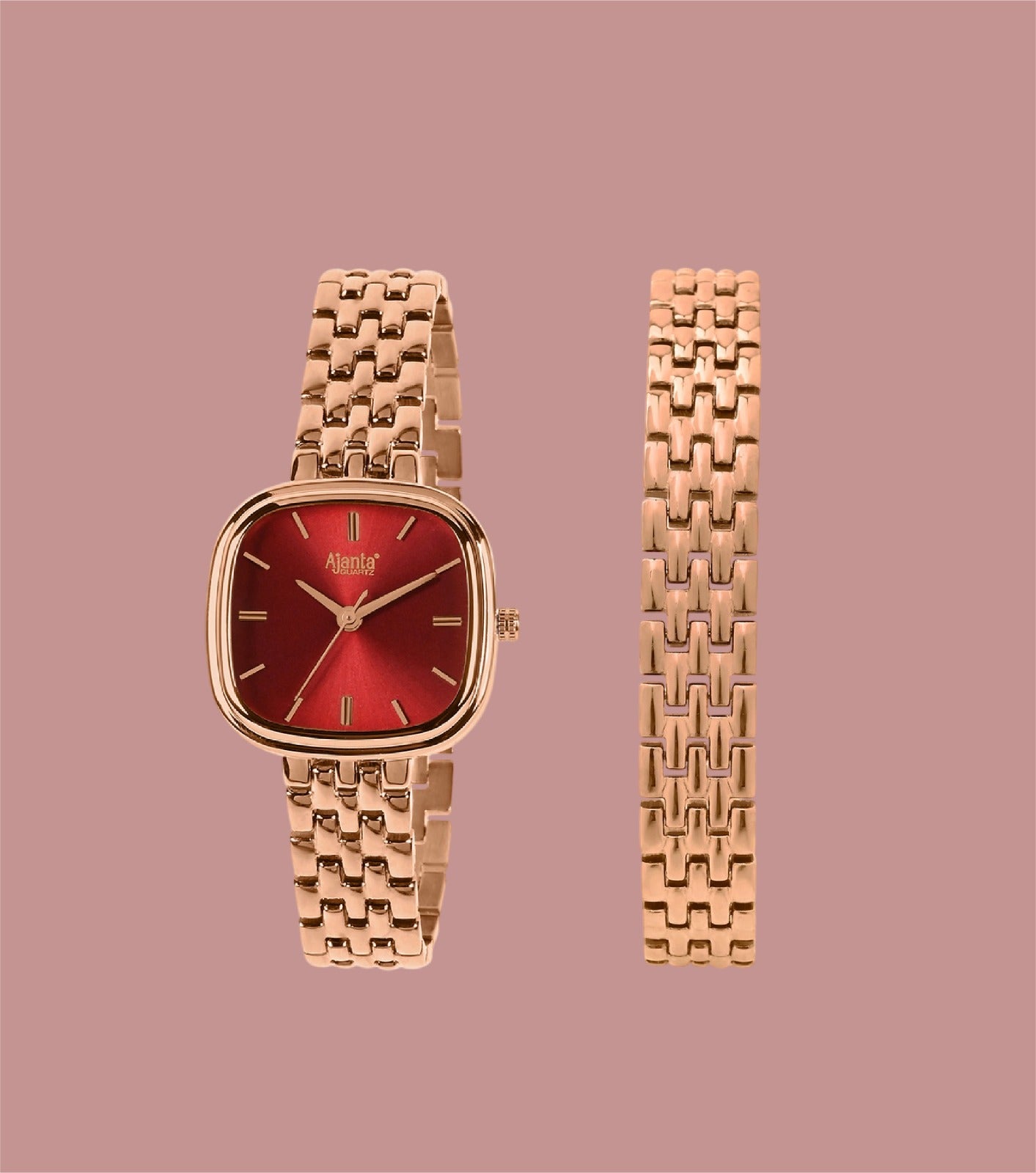 Ajanta Elegant Rose Gold Women's Square Dial Watch| AWC127ESL/5