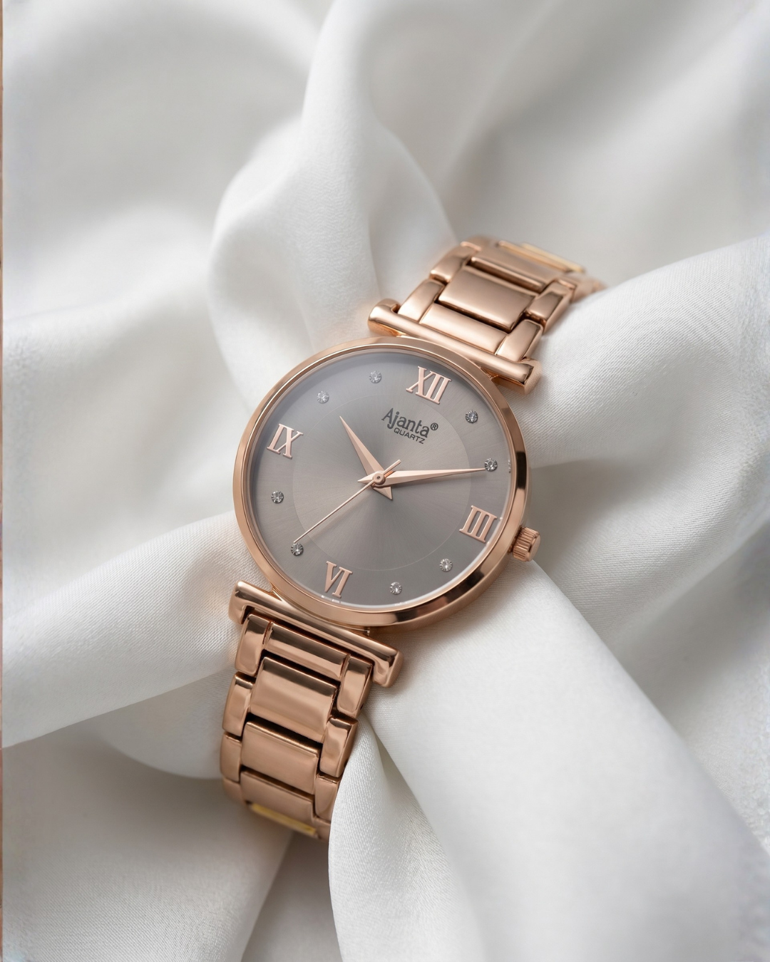 Lushora Grey Dial Rose Gold-Tone Bracelet
