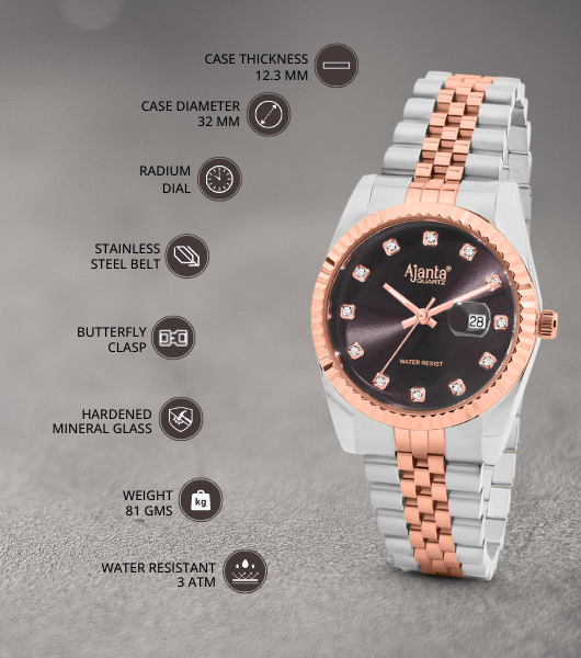 Avenza Two-Tone Grey Dial Stailnless Steel Day-Date Watch