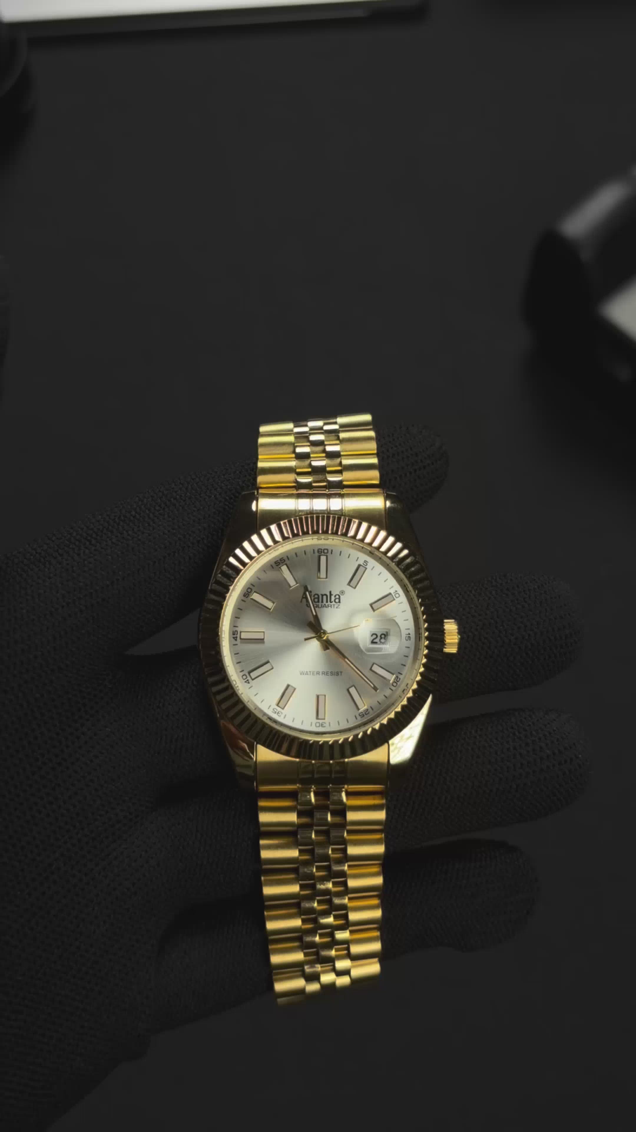 Monaco Gold Tone Silver Dial Stainless Steel Day-Date Watch