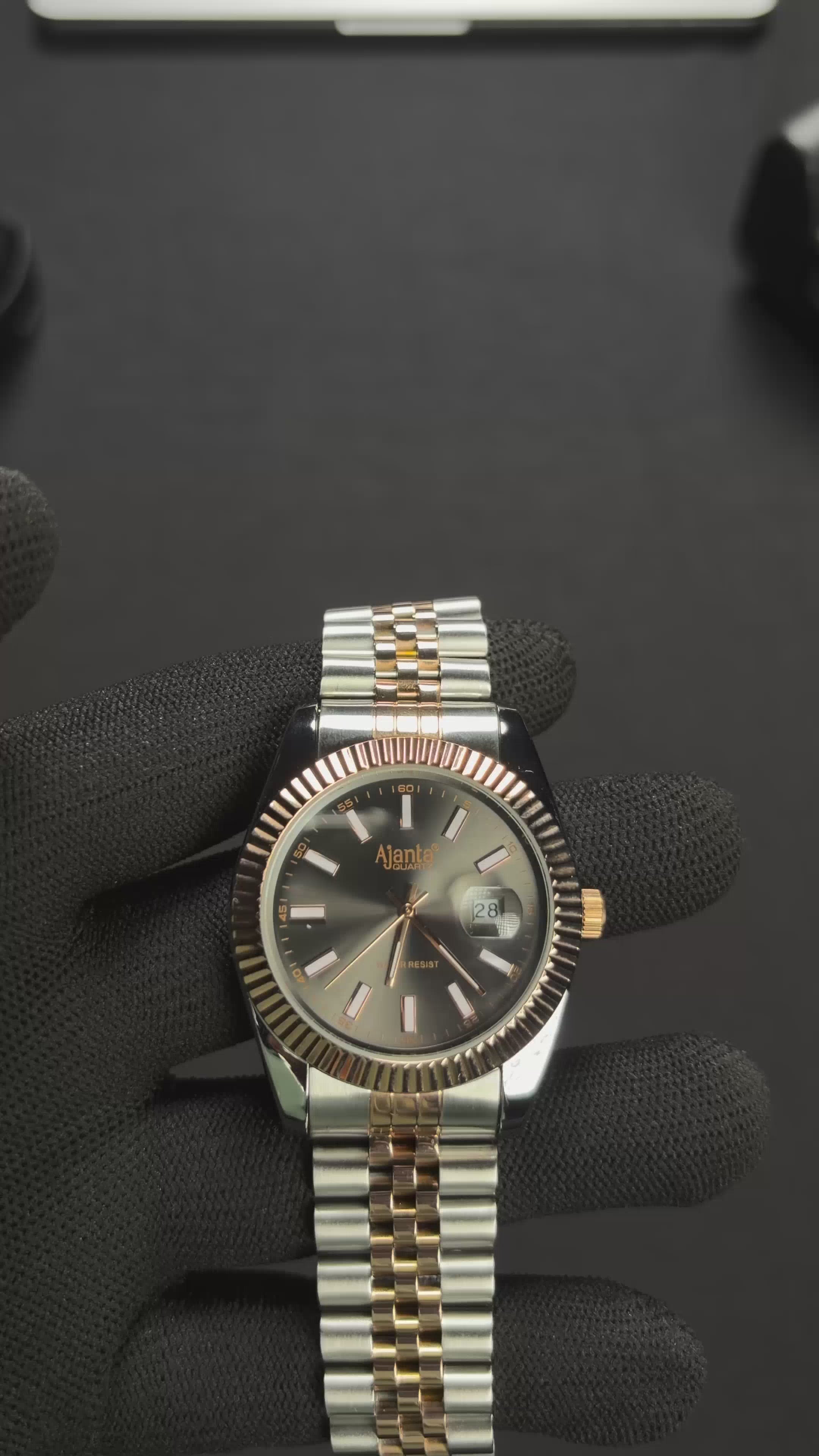 Monaco Two-Tone Grey Dial Stainless Steel Day-Date Watch